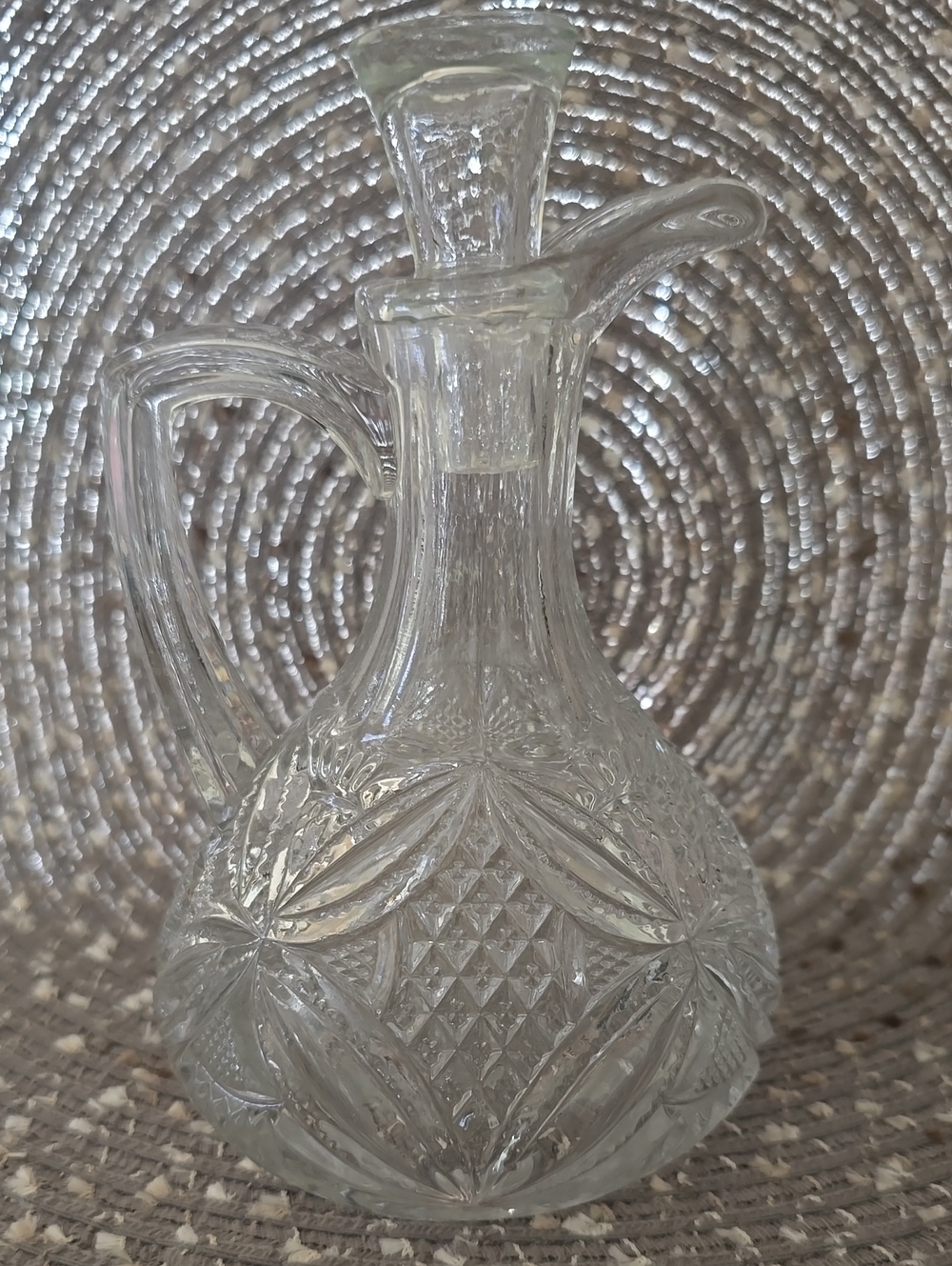 Cut Glass Cruet Pitcher - Clear Pressed Glass